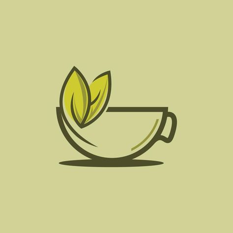 Matcha Logo Design, Tea Logo Design Ideas, Logo Herbal, Tea Cup Logo, Tea Shop Logo, Mug Logo, Herbal Drink, Green Tea Cup, Drink Logo