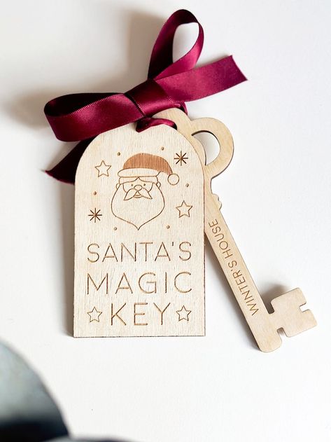 WinterandWillowCo - Etsy Luxembourg Santas Magic Key, Magical Key, Wood Laser Ideas, Personalised Christmas Eve Box, Christmas Eve Box Fillers, Santa's Magic Key, Magic Key, Laser Cut Wood Crafts, Door Number