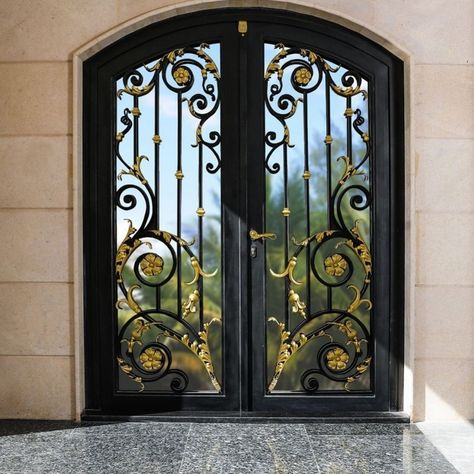 Entrance Luxury, Wrought Iron Doors Front Entrances, Wrought Iron Front Door, Decorative Metal Screen, Wrought Iron Door, House Window Design, Iron Front Door, Steel Door Design, Iron Door Design