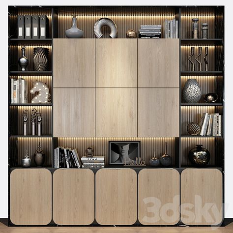 Cabinet Furniture | 0435 - Rack - 3D Models - 3DSKY Storage Display Cabinet, Office Cabinets Design, Crockery Display Unit, Office Cabinet Design Modern, Office Cabinet Wall, Display Cabinet Design Modern, Book Rack Ideas, Book Cabinet Design, Office Display Cabinet