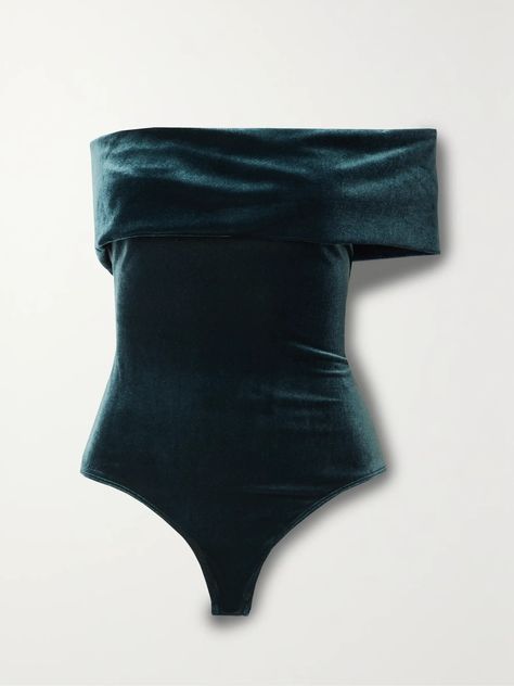 Shop AGOLDE Bree one-shoulder stretch-velvet bodysuit, Explore the latest AGOLDE women's collection today on NET A PORTER Blue Bodysuit, Shoulder Stretch, Alessandra Rich, Velvet Bodysuit, Asymmetric Neckline, Knit Bodysuit, Stretch Velvet, Wardrobe Style, Fall Shopping