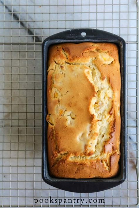 Peaches & Cream pound cake.... - Moore or Less Cooking Blog | Facebook Peach Cream Cheese Loaf, Peaches And Cream Cheese Loaf, Cream Cheese Loaf, Pound Cake With Cream Cheese, Pound Cake Loaf, Peach Pound Cake, Peaches Cream Cheese, Cheese Loaf, Pantry Recipe