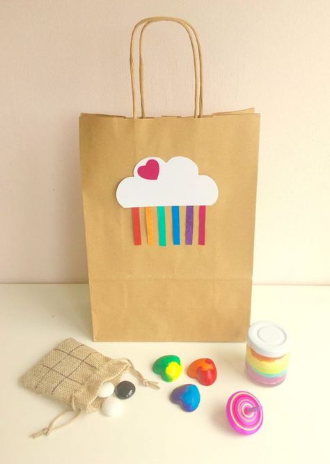 Party Bag Ideas, Puffin Rock, Christening Party Favors, Sleepover Parties, Childrens Party Bags, Rainbow Crayons, Paper Party Bags, Mini Glass Jars, Party Bags Kids