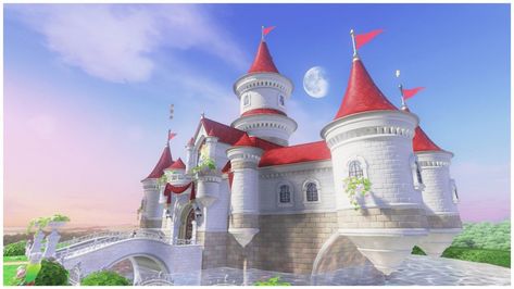 What Do You Think Of Princess Peach's Castle? Princess Peach Castle, Gaming Pics, Pixel City, Castle Exterior, Mario And Princess Peach, Peach Mario, Nintendo World, Minecraft Inspiration, Cartoon House