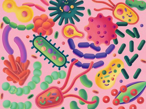 Bacteria designed by Mary Maka. Connect with them on Dribbble; the global community for designers and creative professionals. Bacteria Drawing, Bacteria Background, Bacteria Illustration, Ecology, Global Community, Creative Professional, Hobbies, Drawings, Design