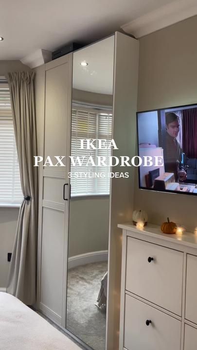 3 ways to style your ikea pax wardrobe #ikea #ikeapax #ikeapaxwardrobe... | ikea pax wardrobe | 380.4K Views | TikTok Ikea Pax Mirror Wardrobe, Ikea Pax Wardrobe Ideas With Tv, Ikea Pax Wardrobe With Dressing Table, Wardrobe Ikea, Fancy Bedroom, Ikea Mirror, Ikea Pax Wardrobe, Ikea Bedroom, Pax Wardrobe