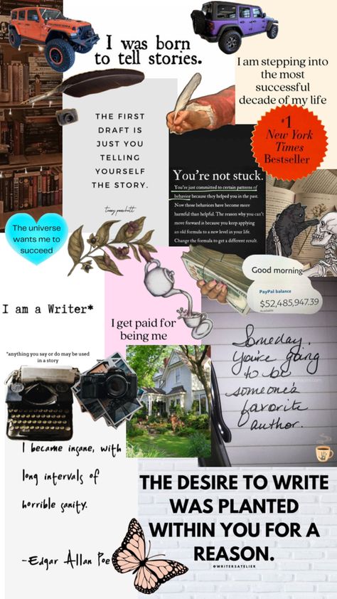 Writer Vision Board, Creative Writing Aesthetic, Mfa Creative Writing, Author Dreams, Writing Aesthetic, Writing Inspiration, Creative Writing, Writers, Self Love