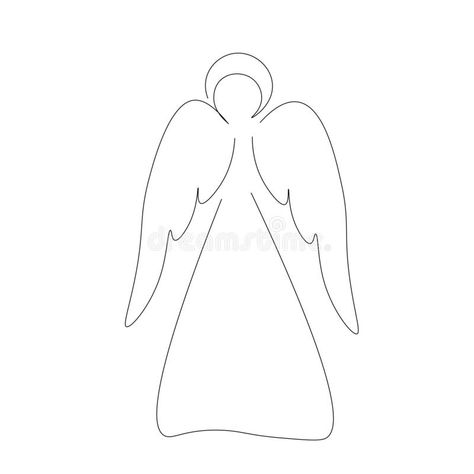 Christmas angel silhouette line draw. Ing stock illustration Angel Silhouette Drawing, Angel Line Drawing, Line Drawing Illustration, Angel Silhouette, Angel Trumpet, Silhouette Drawing, Angel Drawing, Christmas Angel, Christmas Angels