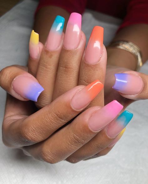 From sparkles and ombré to a more subtle rainbow take on the French tip, scroll through to find your perfect Pride Month manicure. Colored French Nails, Rainbow Nail Art Designs, Colourful Acrylic Nails, Black Gel Nails, Rainbow Nail Art, Ombre Acrylic Nails, Colored Acrylic Nails, French Tip Acrylic Nails, French Acrylic Nails