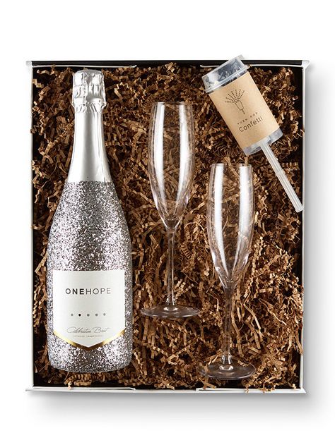 Celebration Champagne Gift Box for New Year’s Eve | Cool Mom Picks | Cool gifts for a couple who really is #couplegoals. Because we need to celebrate more love in the world #couplegifts #giftguides #Holidays #gifts Gifts For A Couple, Champagne Gift Box, Celebration Champagne, Gift Ideas For Couples, Onehope Wine, Champagne Box, Homesick Candles, Champagne Gift, Cool Gift Ideas