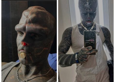 Anthony Loffredo has more futuristic ideas for his 'Black Alien' look after getting his tongue cut in half and his ears and nose chopped off... Tongue Cut In Half, Nose Tattoo, Healthy Legs, Kaizer Chiefs, Dr Congo, North Park, Block B, Finger Tattoos, Got Him