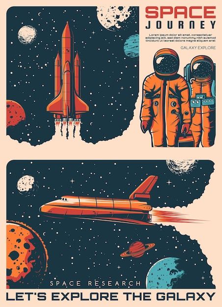 Astronomy Poster Design, Space Themed Poster, Galaxy Poster Design, Space Illustration Art, Retro Space Aesthetic, Space Poster Design, Retro Galaxy, Retro Astronaut, Retro Space Posters