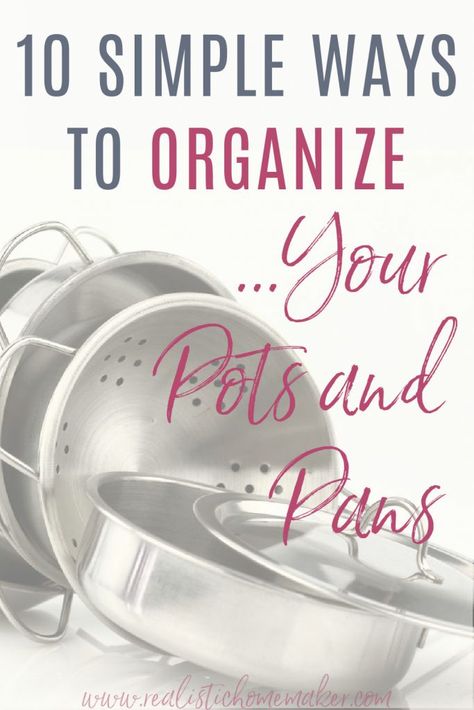 Organize Kitchen Cabinets Pots And Pans, Organizing Lids For Pots And Pans, Organization Ideas For Pots And Pans, Storage For Cookware, Frying Pan Storage Ideas, Pan And Lid Organization, Pan Storage Ideas Small Spaces, Pot Organization Ideas, Cookware Organization Ideas