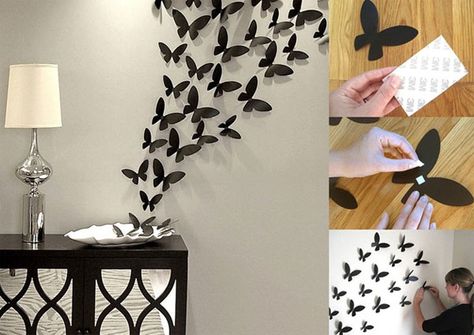 25+ Cool No-Money Decorating Projects That Will Beautify Your Decor Through Wall Art homesthetics decor (21) Koti Diy, Interior Boho, Diy Wand, Dekor Diy, Diy Butterfly, Butterfly Wall Decor, Butterfly Wall Art, Butterfly Decorations, 3d Wall Art