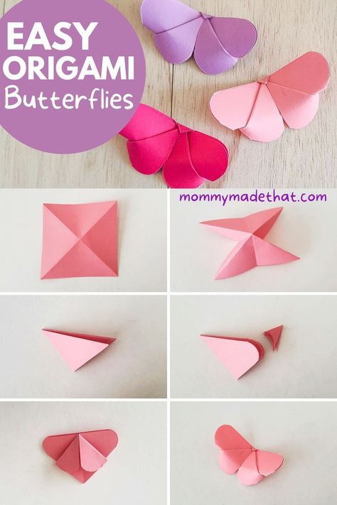 This cute origami butterfly is a fun and easy butterfly craft for teens and adults! Make beautiful paper butterflies in no time following our step by step tutorial. Makes for a perfect spring time butterfly craft. Diy Origami Butterfly Easy, Arts And Crafts Ideas For Teens, Butterfly Crafts For Adults, Paper Butterflies Diy, Easy Butterfly Craft, Origami Cute, Holiday Origami, Origami Butterfly Easy, Origami Butterflies