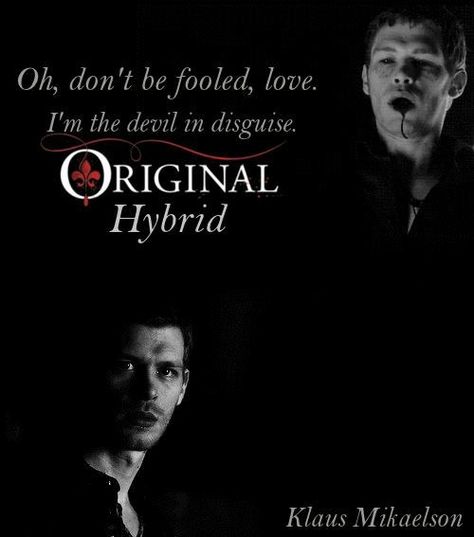 Devil In Disguise, Joseph Morgan, Klaus Mikaelson, In Disguise, The Devil, Fan, The Originals, Quotes