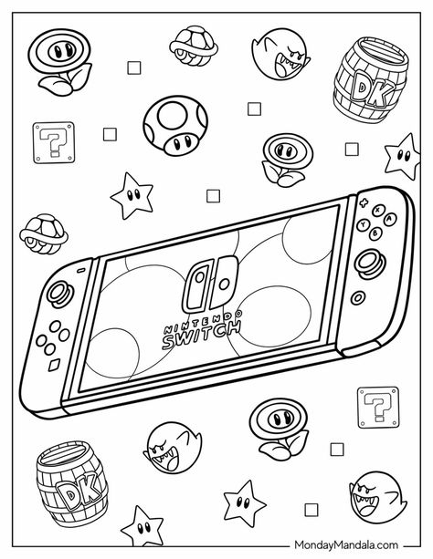 22 Nintendo Coloring Pages (Free PDF Printables) Nintendo Switch Coloring Pages, Splatoon Coloring Pages, Nintendo Coloring Pages, Gaming Coloring Pages, Cute Coloring Pages For Teens, Simple Coloring Pages For Adults, Free Printable Coloring Pages For Adults, Teen Coloring Pages, Coloring Pages Space