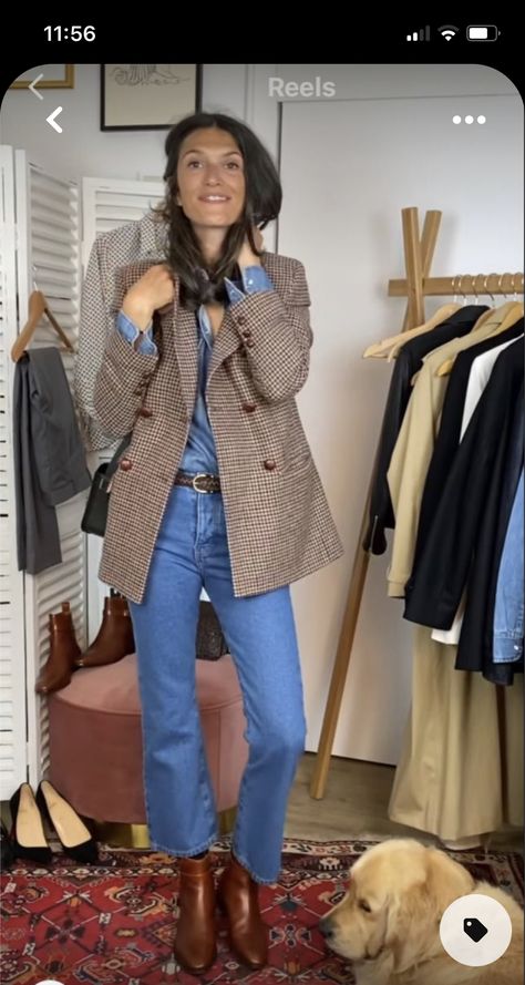 Full Denim Outfit, Jeans Blazer, Nothing New, Mode Boho, Mode Casual, Blazer Outfits, 가을 패션, Autumn Outfit, Fall Fashion Outfits