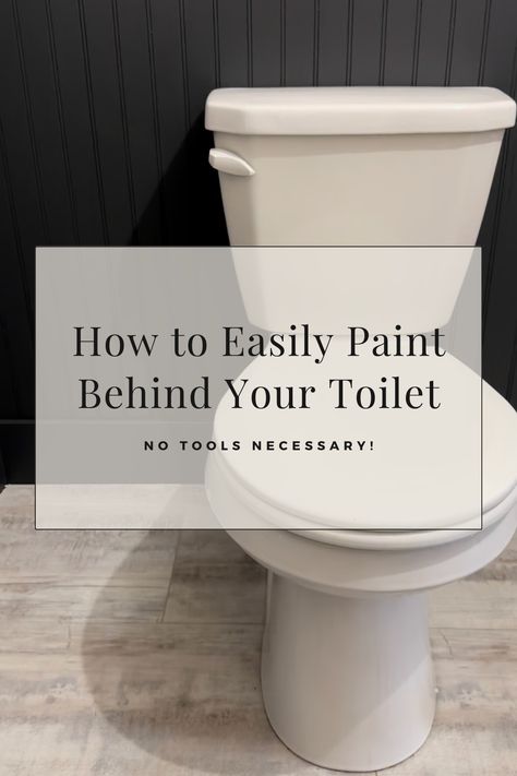 Step-by-step blog tutorial on how to remove a toilet tank to easily paint the wall behind it. Video tutorial also available. Featured image is a bead board wainscoting with dark gray paint and white toilet. Painting A Bathroom, How To Paint Behind A Toilet, Behind Toilet, Man Bathroom, Painted Closet, Painted Bathroom, Bathroom Accent Wall, Toilet Room, Water Closet