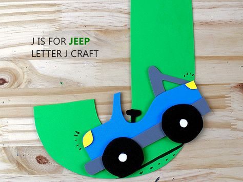 J Preschool Crafts, Jeep Template, Letter J Preschool, Letter J Craft, Letter J Crafts, J Craft, Crafty Moms, Letter J, 4 Kids