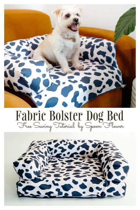 Fabric Bolster Dog Bed Free Sewing Pattern | Fabric Art DIY Diy Dog Bed Sewing, Diy Dog Bed Sewing Pattern, Easy Dog Bed Sewing Pattern, Dog Bed Patterns Free Sewing, Dog Bed Sewing Pattern Free, Dog Bed Patterns Free, Dog Bed Pattern, Diy Dog Bed Pillow, Dog Bed Sewing