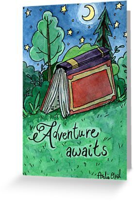 4" x 6" cards for every occasion. Digitally printed on heavyweight stock. Uncoated blank interior provides a superior writing surface. Comes with a kraft envelope. Additional sizes are available. Day 6 of my September Art challenge, "Adventure Awaits". Reading is all the adventure I need sometimes! Adventure Crafts, September Art, Adventure Decor, Library Themes, Library Book Displays, My September, Adventure Theme, Book Page Art, Reading Adventure