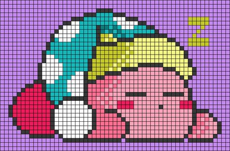 Kirby Graph Pattern, Kirby Tapestry Crochet, 18x18 Pixel Art, Kirby Cross Stitch Pattern, Kirby Pixel Art Grid, Kirby Alpha Pattern, Sanrio Alpha Pattern, Peach Pixel Art, Pixel Art Kirby