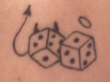 Cruel Summer Tattoo, Minecraft Tattoo, Devils Roll The Dice, Line Drawing Tattoos, Dice Tattoo, Taylor Swift Tattoo, Bestie Tattoo, White Ink Tattoo, Summer Tattoo