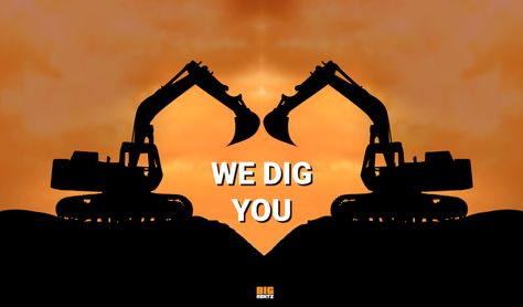 Now this is adorable! Woodburn Patterns, Valentines Social Media, Earthmoving Equipment, Construction Valentines, Holiday Artwork, Construction Design, Construction Equipment, Construction Site, Happy Valentine's Day