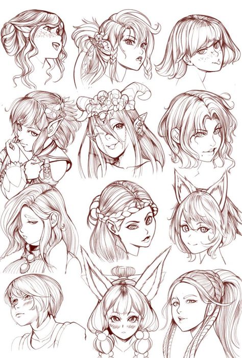 Fantasy Hairstyles Drawing, Queen Hairstyles, Fantasy Hairstyles, Portraits Female, Hairstyles Drawing, Fantasy Queen, Pencil Portraits, Female Drawing, Fantasy Hair