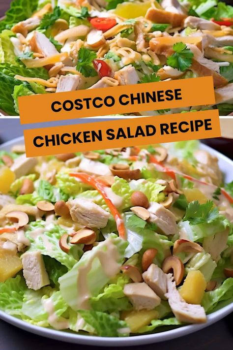 Costco Chinese Chicken Salad Recipe – Hungarian Chef Chinese Chicken Salad Dressing, Asian Chicken Salad Recipe, Chopped Chicken Salad, Chicken Salad Dressing, Chinese Chicken Salad Recipe, Chicken Salad Ingredients, Chinese Chicken Salad, Pot Recipes Healthy, Vegetarian Salad Recipes