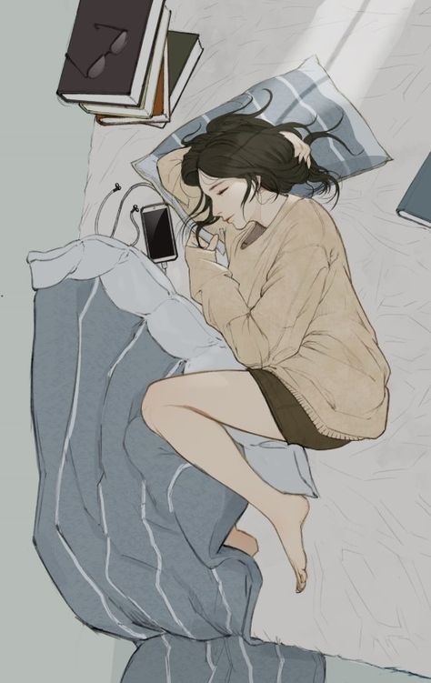 Bed Drawing, Wallpaper Seni, Siluete Umane, Fotografi Alam Semula Jadi, 인물 드로잉, Illustration Art Girl, Fete Anime, 판타지 아트, Alam Semula Jadi