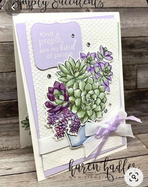 Stampin' Up! simply succulents Oh So Succulent Stampin Up Cards, Succulent Cards, Homemade Card Designs, Cards Homemade, Homemade Card, Stampin Up Project, Hand Made Greeting Cards, Stampin Up Catalog, Fancy Fold Cards