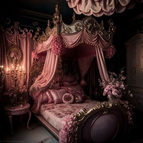 Poison Nightmares, Royal Bedroom, Construction Fails, Royal Pink, Kitsch Decor, Fantasy Rooms, Dark Home Decor, Cute Bedroom Decor, Dream House Rooms