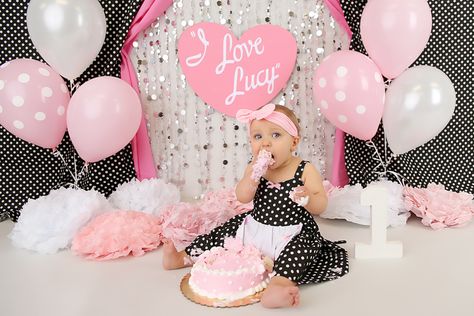 First Birthday, I Love Lucy First Birthday Theme, Cake Smash, I  Love Lucy, I Love Lucy Theme, 1st Birthday, First Birthday Photos 1950s First Birthday Party, I Love Lucy 1st Birthday Party, I Love Lucy First Birthday, I Love Lucy Baby Shower Ideas, I Love Lucy Birthday Party Theme, I Love Lucy Birthday Party, I Love Lucy Party, Lucy Birthday, First Birthday Theme