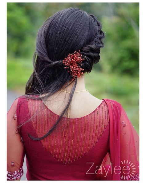 Full Hand Puff Sleeve Blouse Indian, Back Neck Designs For Net Blouses, Net Blouse Back Neck Designs Latest, Net Churidar Designs, Simple Net Blouse Designs, Net Blouse Back Neck Designs, Net Blouse Designs Pattern Style, Burgundy Lehenga, Customised Lehenga