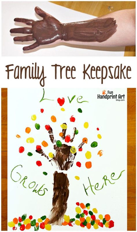 Tree Handprint, Høstaktiviteter For Barn, Hand Print Tree, Fall Crafts For Toddlers, Handprint Keepsake, Fingerprint Tree, Thanksgiving Crafts For Kids, Family Theme, Daycare Activities