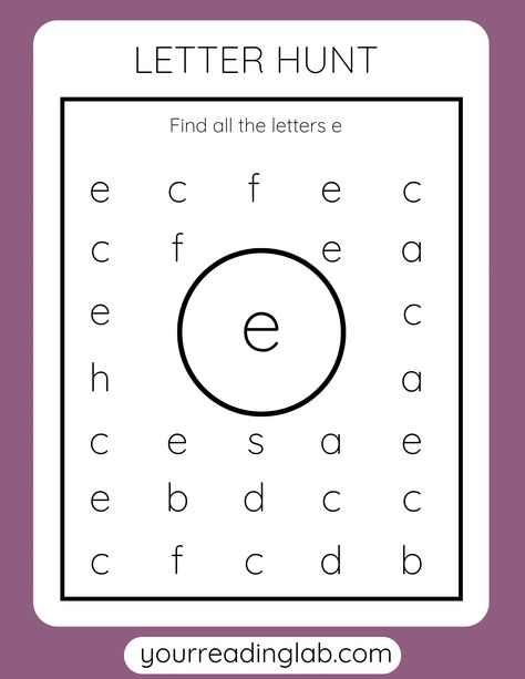 letter e worksheets E Worksheet, Reading Lab, Letter Hunt, Letter Tracing Printables, Alphabet Worksheets Preschool, Making Words, Worksheets Preschool, Phonics Lessons, E Words