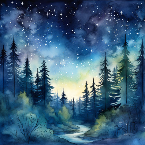 Starry night clip art Night Clip, Starry Night Christmas, Painting Images, Night Christmas, Winter's Tale, Therapy Office, Forest Art, Art Appreciation, Dreamy Art