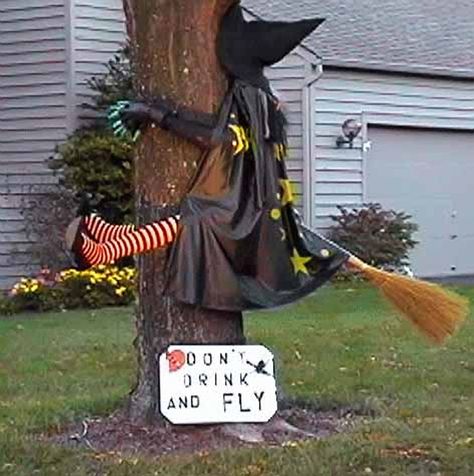 z- Don't Text & Fly (Witch), II {Don't Drink] Porche Halloween, Pelottava Halloween, Funny Halloween Decorations, Halloween Wood Crafts, Halloween Scarecrow, Adornos Halloween, Halloween Yard Decorations, Fall Halloween Crafts, Halloween Yard