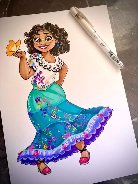 Encanto Drawing Ideas, Mirabel Encanto Drawing, Mirabel Drawing, Encanto Sketch, Encanto Painting, Encanto Drawing, Disney Pop Art, Disney Character Art, Disney Drawings Sketches