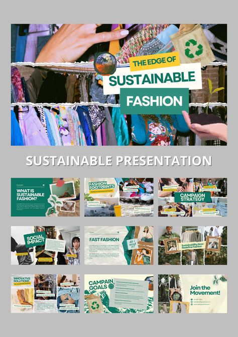 Embrace eco-friendly style with our 'Green Aesthetic Scrapbook Sustainable Fashion Presentation'! Showcase your sustainable fashion ideas with a chic and environmentally-conscious design. Inspire your audience to make a positive impact today! Eco Conscious Aesthetic, Sustainable Fashion Ideas, Sustainable Fashion Aesthetic, Aesthetic Scrapbook, Fashion Presentation, Meme Art, Presentation Slides Design, Interview Attire, Powerpoint Slide Designs