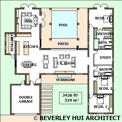 U Shaped House Plans With Pool, House With Pool In The Middle, U Shaped House Plans With Pool In Middle, H Shaped House Plans, House Plan With Pool, House Plans With Pool, Kitchen Scullery, U Shaped House Plans, U Shaped Houses