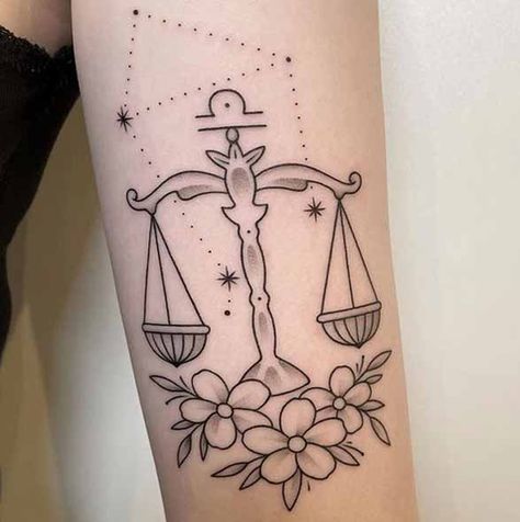 Scales Of Justice Tattoo, Libra Scale Tattoo, Libra Flower, Libra Sign Tattoos, Libra Scale, Libra Tattoos, Libra Constellation Tattoo, Justice Tattoo, Balance Tattoo