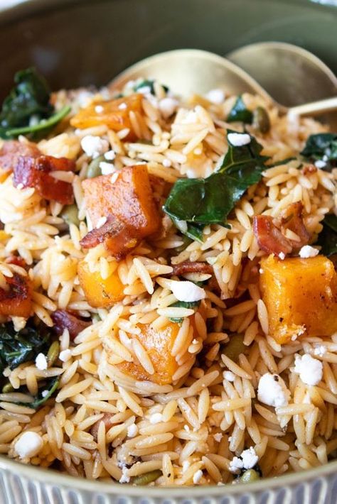 🍁 🍁 Butternut Squash Orzo Salad is an amazingly delicious salad to enjoy this time of the year!  But, is it just a salad?  I’d say it’s a pasta and a side dish, too.  Serve it cold and it’s more of a salad.  Serve it warm (that’s the way I prefer it) and it’s an awesome pasta side dish.   😍

For this mouthwatering recipe, go to https://thefancypantskitchen.com/recipe/butternut-squash-orzo-salad/. Butternut Squash Orzo Salad, Thanksgiving Orzo Salad, Butternut Squash Orzo Recipes, Winter Orzo Salad Recipes, Fall Orzo Salad, Warm Orzo Salad, Butternut Squash Orzo, Squash Orzo, Butternut Squash Bacon