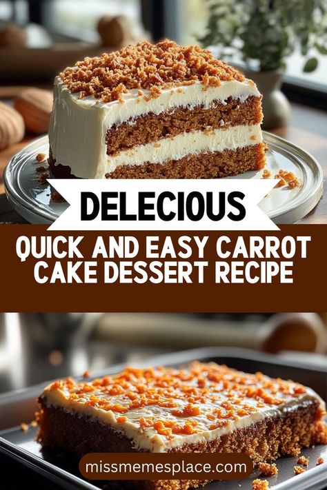 Looking for a Quick and Easy Carrot Cake Dessert Recipe? Look no further! This delightful sheet pan cake is not only simple to make but also incredibly delicious. Packed with freshly grated carrots, it boasts a moist texture and a burst of flavor in every slice. Perfect for potlucks or weeknight desserts, this recipe can be customized with your favorite mix-ins like nuts or raisins. Top it off with a creamy frosting for a classic touch, or enjoy it as is for a lighter treat. Sheet Pan Carrot Cake, Carrot Dessert Recipes, Weeknight Desserts, Sheet Pan Cake, Carrot Recipes Dessert, Easy Carrot Cake Recipe, Carrot Cake Dessert, Carrot Desserts, Carrot Cake Recipe Easy