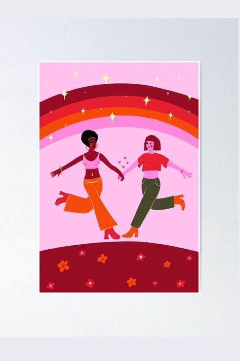 Poster, art, illustration, queer illustration, queer poster, lesbian poster, gay poster, lgbtq poster, lgbt, bisexual, nonbinary, gay pride, pride flag poster, lesbian pride, bi, lesbian flag, pride month, drag queen, ally, slay, fabulous, queen, girl power, feminism poster, feminist poster, rainbow, hippie, sunny, 60s, girls, love, cool, dope, cute, love is love, bold design, bold, girly, funky, gift idea, hippies, groovy, star, disco, pink, future is female, female art, homosexual, equality Bi Lesbian Flag, Pride Month Illustration, Queer Illustration, Lgbtq Pride Art, Lgbtq Poster, Month Illustration, Sapphic Art, Feminism Poster, Queen Girl