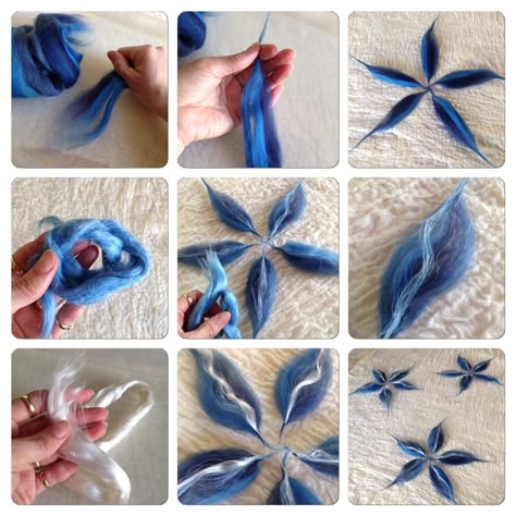 Tovad Ull, Felt Flowers Patterns, Felt Flower Tutorial, Diy Tricot, Felted Flowers, Needle Felting Diy, Scrap Fabric Crafts, Wool Accessories, Felt Crafts Diy