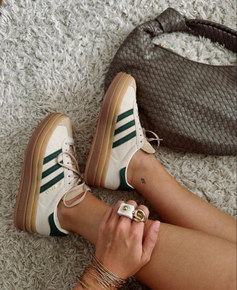 Adidas Lifestyle Shoes, Gazelle Bold Platform, Popular Adidas Shoes Women, Womens Gazelle Adidas Outfits, Adidas Platform Gazelle Outfit, Gazelle Adidas Platform, Adidas Bold Gazelle Outfit, Adidas Platform Sneakers Outfit, Gazelle Platform Adidas Outfit