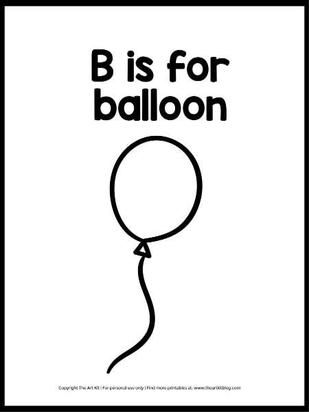 FREEBIE - B is for Balloon Coloring Page - The Art Kit B Is For Balloon, Letter Practice, Paint Crafts, Preschool Alphabet, Abc Coloring Pages, Pre Writing Activities, Abc Coloring, Balloon Crafts, Do A Dot